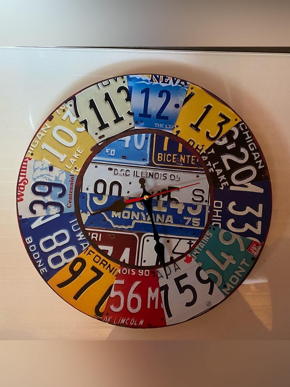 Vintage License Plate Wall Clock - Multicolor